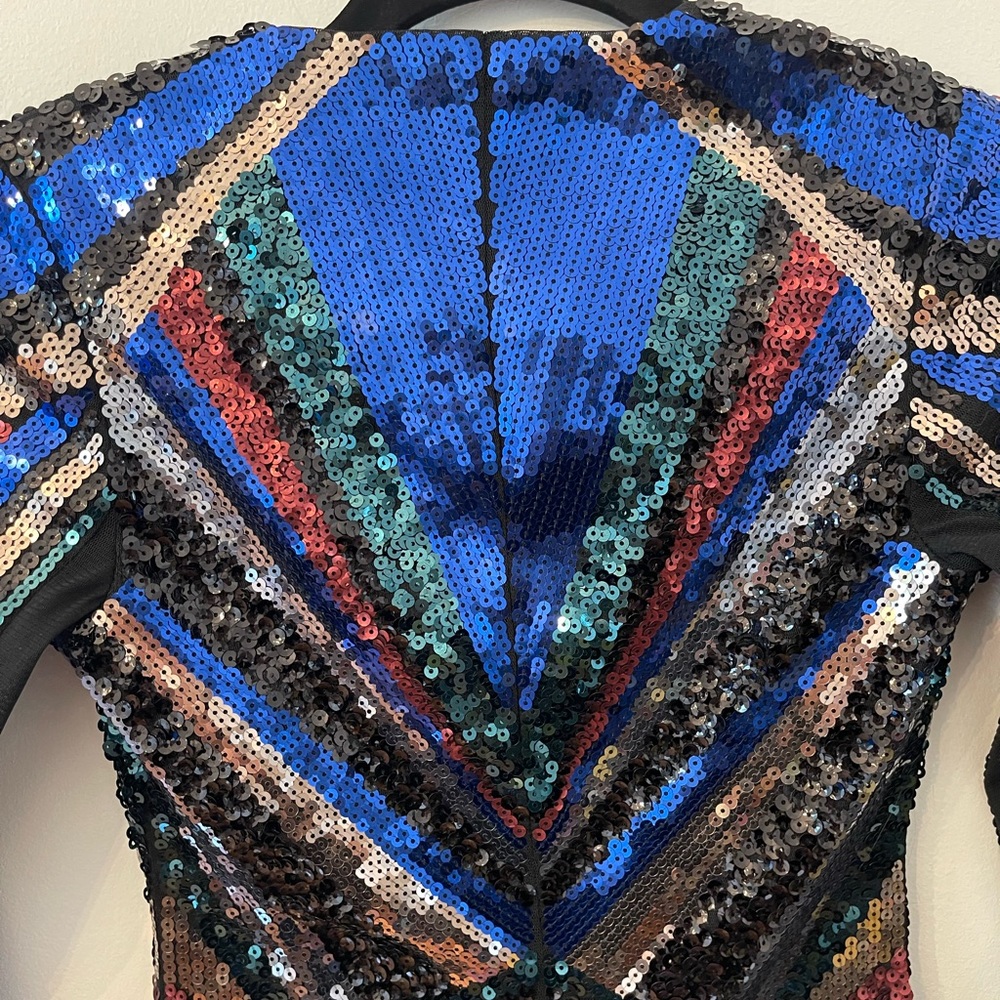 Express Sequin Rainbow Multi Color Sequin Dress S… - image 8